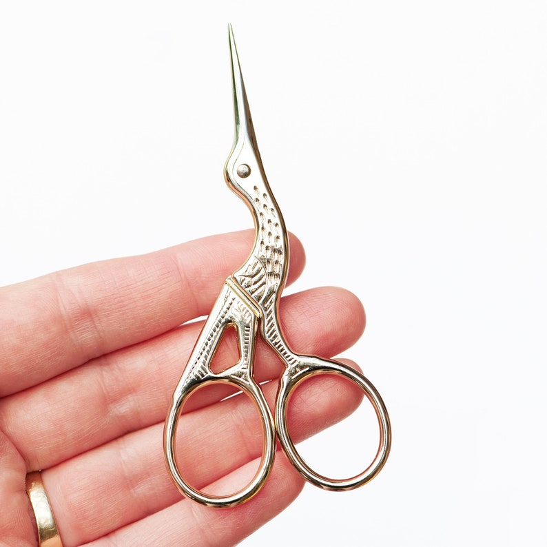Embroidery scissors with leather sheath 3.75 inch stork Etsy