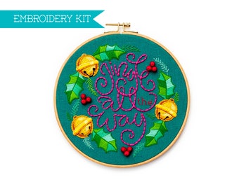 Jingle Bell Embroidery Supply Kit, DIY Needlework, Christmas Embroidery, Stitching DIY Kit, DIY Embroidery, Holiday Hoop Art, cottagecore