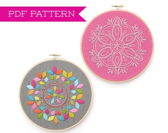 Embroidery Pattern, PDF pattern, Mandala design, Mandala embroidery, Floral embroidery, DIY Hoop Art, Embroidery tutorial, Boho Decor