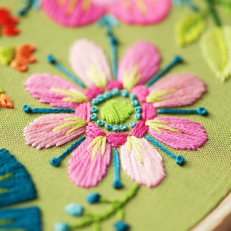 PDF Embroidery Pattern One Meaningful Word Flower Embroidery Etsy UK