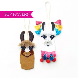 PDF Pattern, Llama Ornaments Christmas, Felt Ornament Pattern, Alpaca Pattern, Embroidery PDF, Llama Pattern, Felt Christmas Ornament