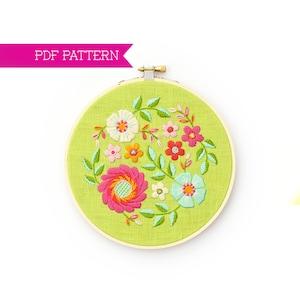 PDF Embroidery Pattern, Beginner Embroidery, Flower Embroidery Pattern, DIY Hand Embroidery, Floral Embroidery Design, Flower Pattern