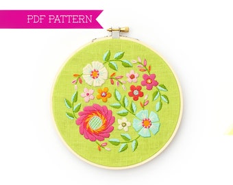 PDF Embroidery Pattern, Beginner Embroidery, Flower Embroidery Pattern, DIY Hand Embroidery, Floral Embroidery Design, Flower Pattern