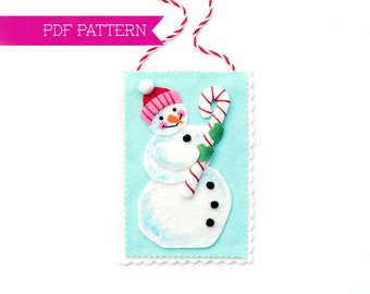 Wool Felt PDF Pattern, Snowman Ornament, Christmas Ornament, DIY ornament, Christmas crafts, Wool felt pattern, House Ornament Pattern