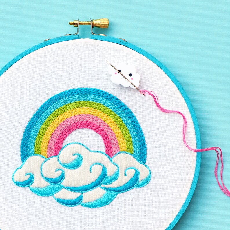 Rainbow PDF Embroidery Pattern, Hand Embroidery Pattern, Cloud PDF Pattern, Baby Shower Gift, Digital pattern, Beginner Embroidery Pattern image 4