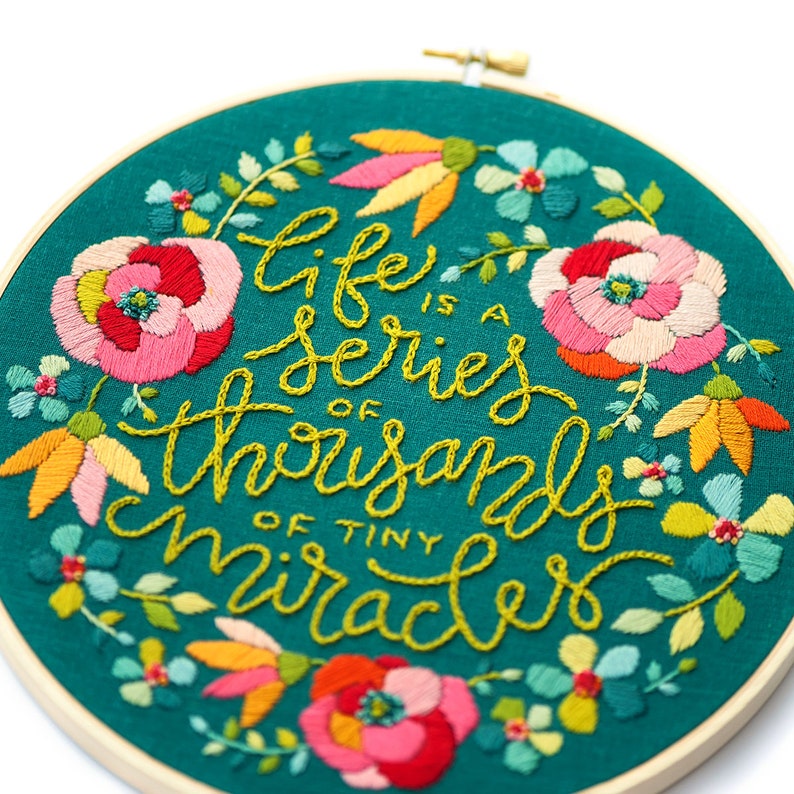 Embroidery Pattern, Floral Embroidery, Flower Pattern, PDF Pattern, Quote Embroidery, Hand Embroidery, Embroidery Quote, DIY Embroidery image 3