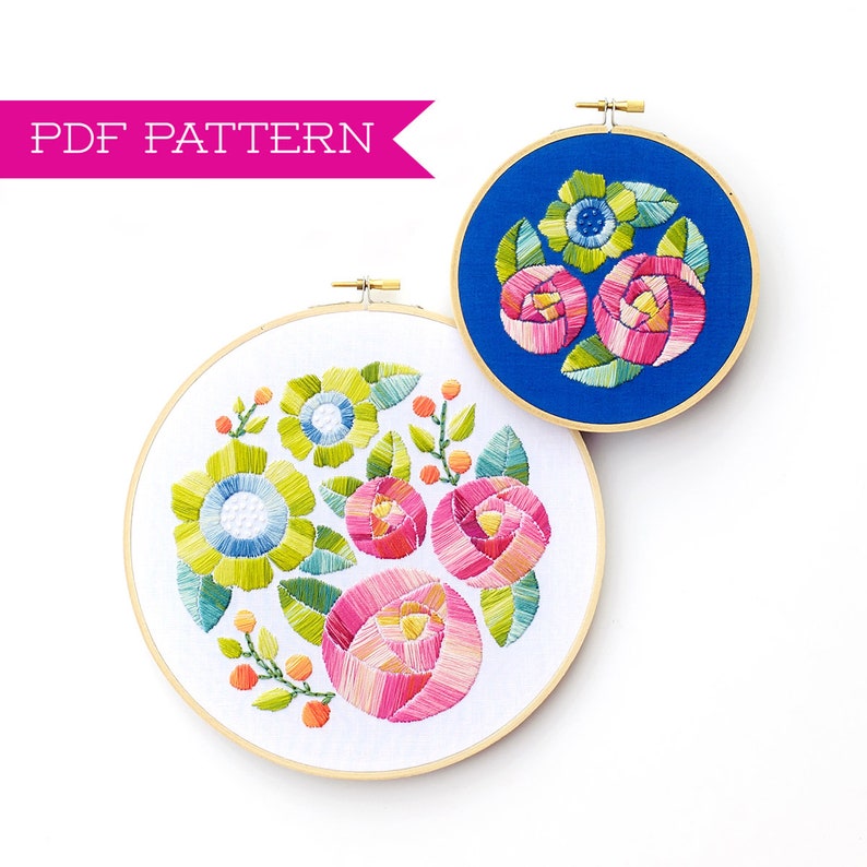 PDF Pattern, Flower Embroidery, Embroidery Pattern, Hoop Art, Flower Embroidery Pattern, Floral Embroidery Design, Garden Decor, Home Decor image 1