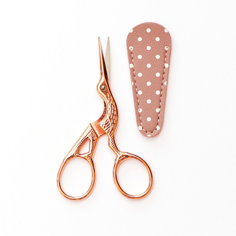 Embroidery scissors with leather sheath 3.75 inch stork Etsy