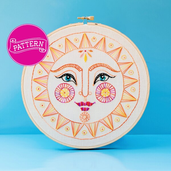 Embroidery Pattern - Let The Sun Shine In - PDF Instant Download, 8 inch Hoop, Hoop Art