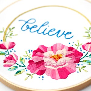Flower Embroidery Pattern, Floral Embroidery Design, Flower Pattern, One Word, PDF Pattern, Hoop Art, Hand Embroidery, Floral Letter image 4