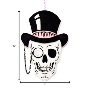 Felt PDF Pattern, Skull Ornament Pattern, Halloween Ornament, DIY craft kit, Spooky crafts, Wool felt, Sewing tutorial, Skeleton decor image 2