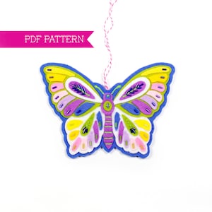 Felt PDF Pattern, Butterfly Ornament, DIY ornament, Felt Butterfly sewing pattern, Moth Plush Pattern, Cottagecore, Embroidery PDF