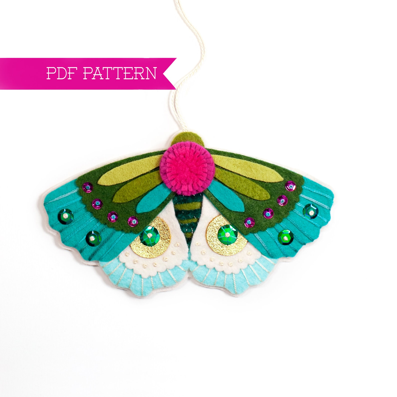 Felt Moth Ornament PDF Pattern DIY Ornament Felt Butterfly Etsy