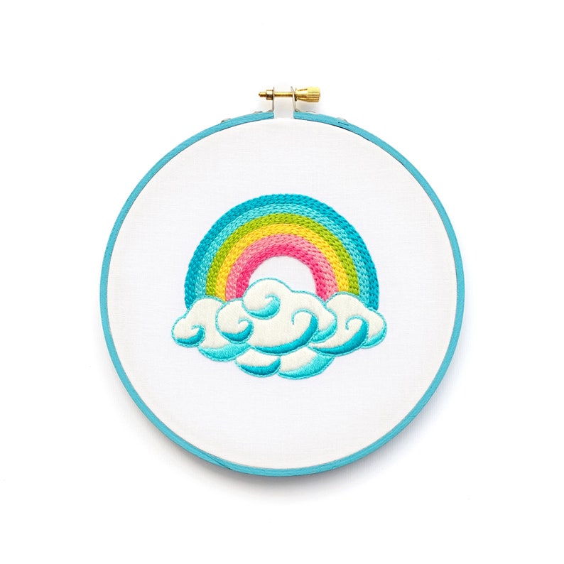 Rainbow PDF Embroidery Pattern, Hand Embroidery Pattern, Cloud PDF Pattern, Baby Shower Gift, Digital pattern, Beginner Embroidery Pattern image 5