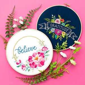 Flower Embroidery Pattern, Floral Embroidery Design, Flower Pattern, One Word, PDF Pattern, Hoop Art, Hand Embroidery, Floral Letter image 7