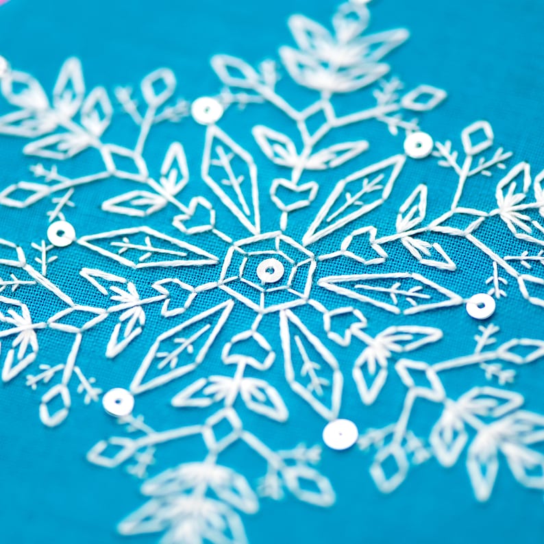 Set of 6 PDF Embroidery Patterns, Snowflake Ornament, Christmas Ornaments, Xmas Ornament, Holiday Decoration, Santa Pattern, DIY embroidery image 4