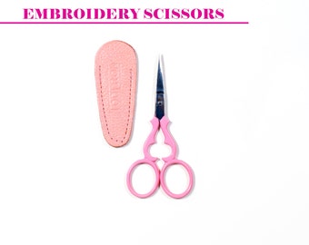 Pink Victorian inspired embroidery scissors, 3.75 inch scissor, Thread snips, Needlework scissors, Pink scissors, Petite scissors