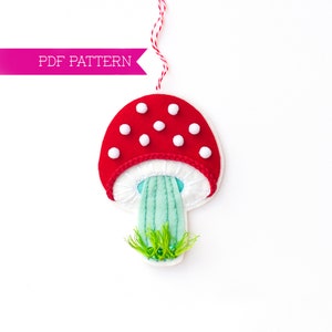 PDF Schnittmuster, Pilz Ornament, Nähanleitung, Fliegenpilz Ornament, Wollfilz Plushie, DIY Basteln, Muttertagsgeschenk, Sofort Download