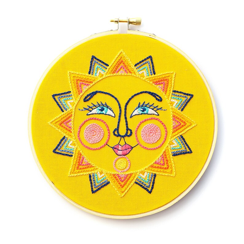 Sun face embroidery kit hand embroidery kit pdf embroidery  etsy Sun face embroidery kit hand embroidery kit pdf embroidery  etsy