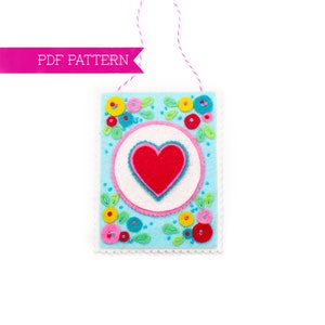 Felt PDF Pattern, Heart Ornament, DIY ornament, Valentine&#39;s crafts, Wool felt pattern, Felt flowers, Home pattern, Cottagecore decor