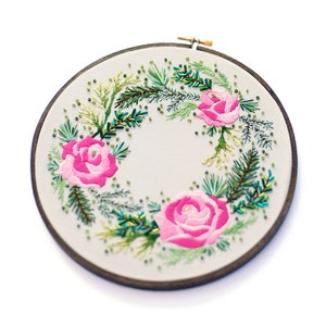 Rose Embroidery Pattern, DIY Floral Wall Art, Winter Embroidery, Modern Embroidery, Xmas Pattern, PDF Pattern, Modern Cross Stitch image 7