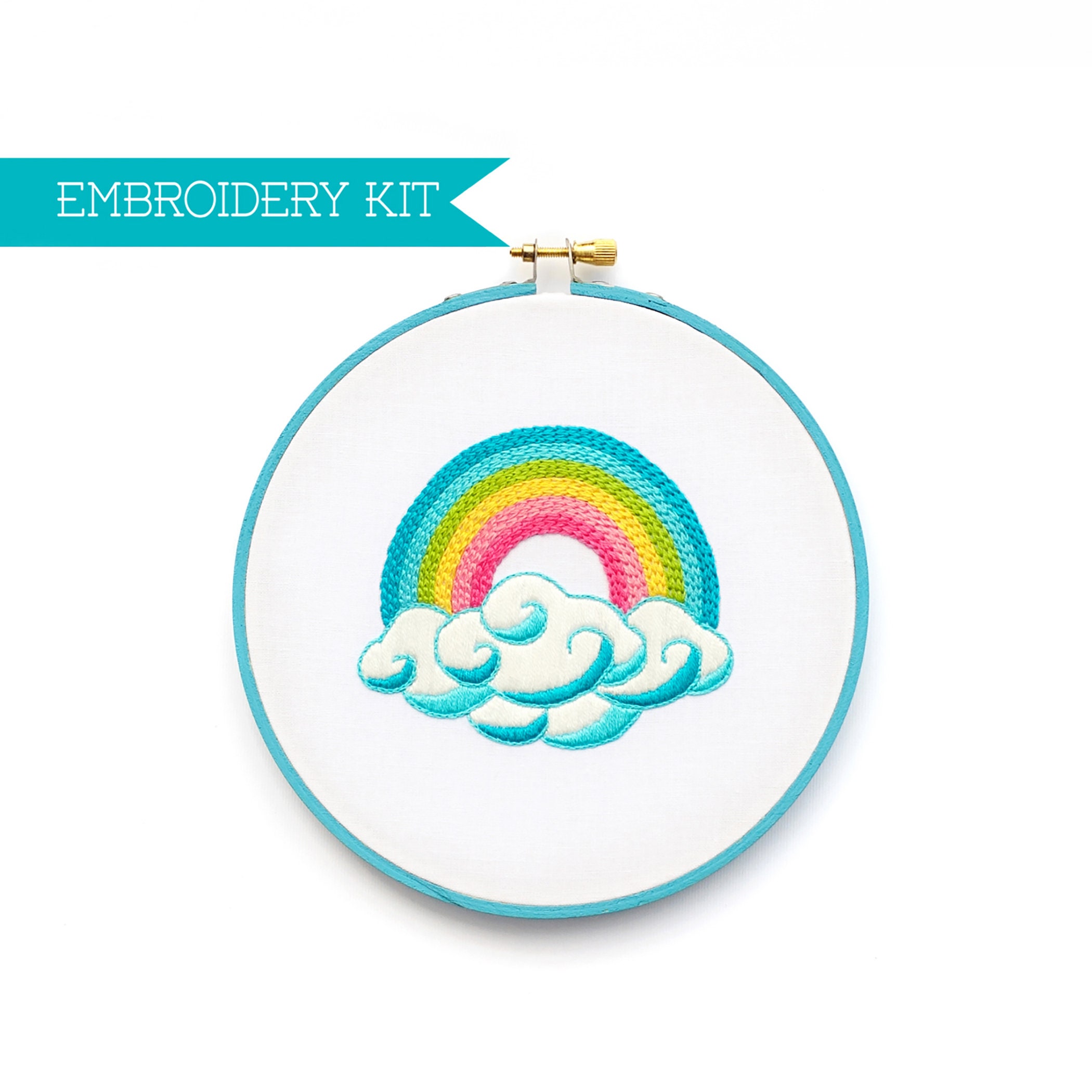 Rainbow Embroidery Supply Kit DIY Embroidery Kit Cloud Etsy