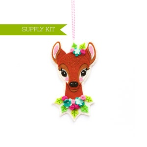 Deer Ornament Kit, Embroidery Pattern, DIY Ornament Kit, Felt Pattern, Christmas Ornament, Felt Animal Pattern, PDF Pattern, Wool felt