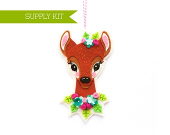 Deer Ornament Kit, Embroidery Pattern, DIY Ornament Kit, Felt Pattern, Christmas Ornament, Felt Animal Pattern, PDF Pattern, Wool felt