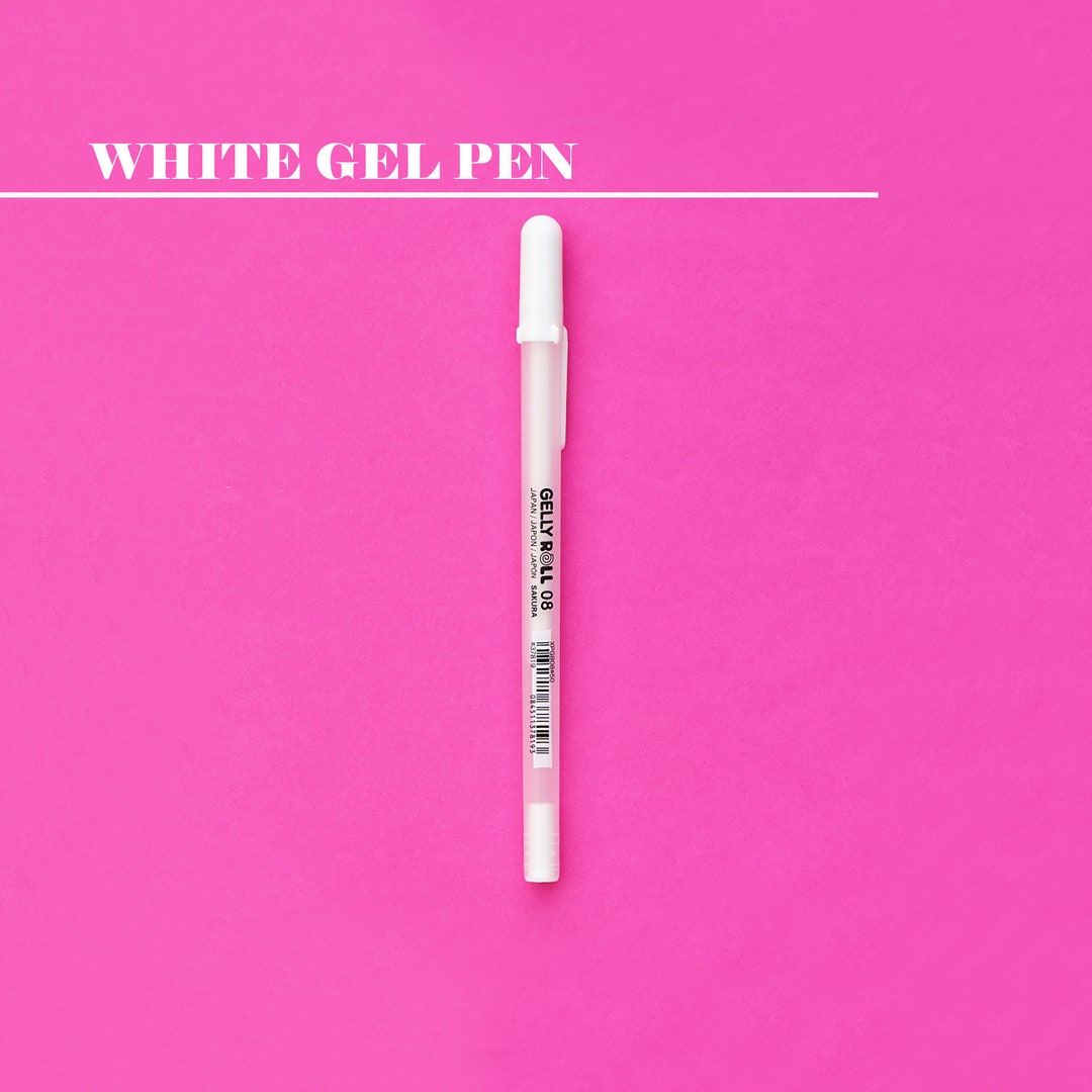 White Gel Pen 0.8 for Embroidery Transfer, Transfer Pen for Dark Fabric, Sakura Gelly Roll Pen