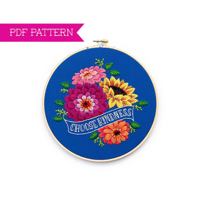 PDF Pattern, Hand Embroidery PDF, Floral pattern, Embroidery Pattern, Housewarming Gift, Hand Embroidery, Embroidery PDF, Embroidery Design image 1