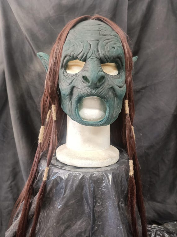Goblin Rubber Mask Grey Hair Orc Goblin Rubber Mask Grey Hair Orc