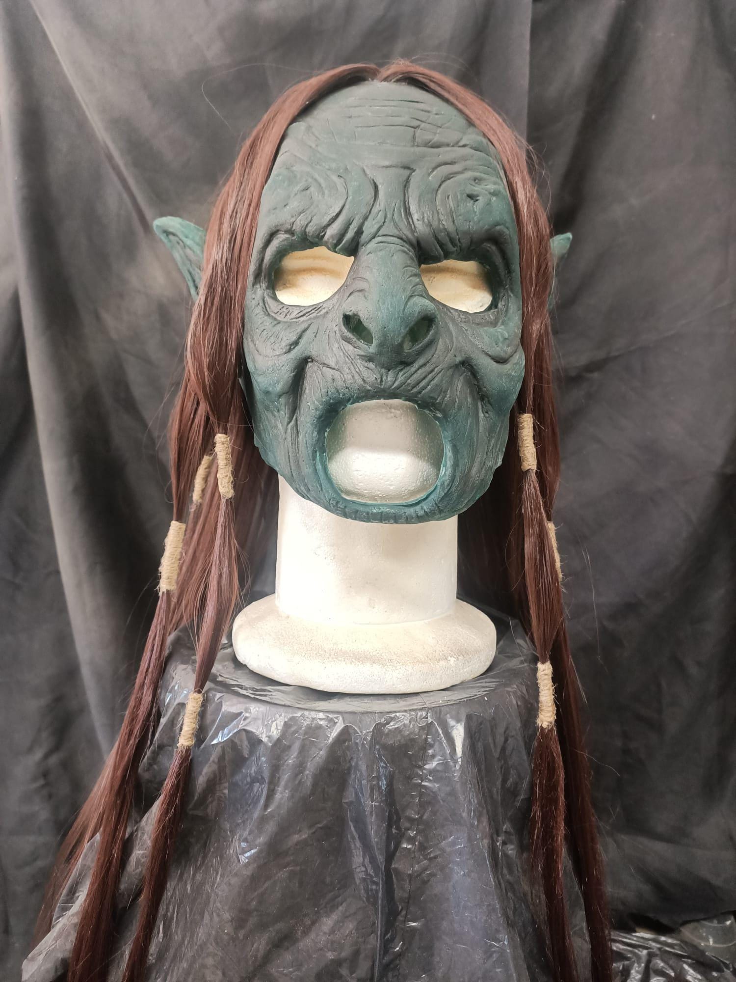 Goblin Rubber Mask Grey Hair Orc Goblin Rubber Mask Grey Hair Orc