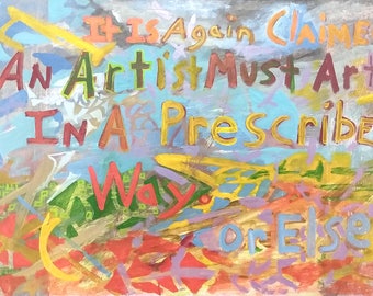 Original Oil Painting: &quot;State of Art&quot;- 1989 &quot;Protest Series&quot; Vintage TL Goodwin. Ships Free in the USA