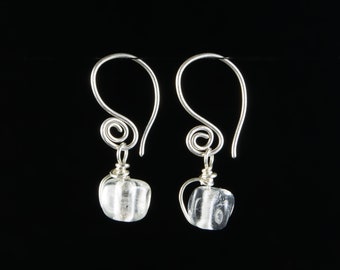 Recycled Clear Glass Sterling Silver Earrings. Lampwork Glass by Heather Maxwell The Pacifik Image's Goodwin and Maxwell. Ships free in USA.