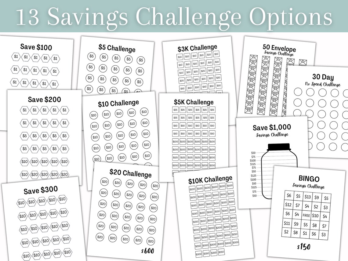 Savings Challenge Book Printable PDF Download Digital Savings Challenge ...