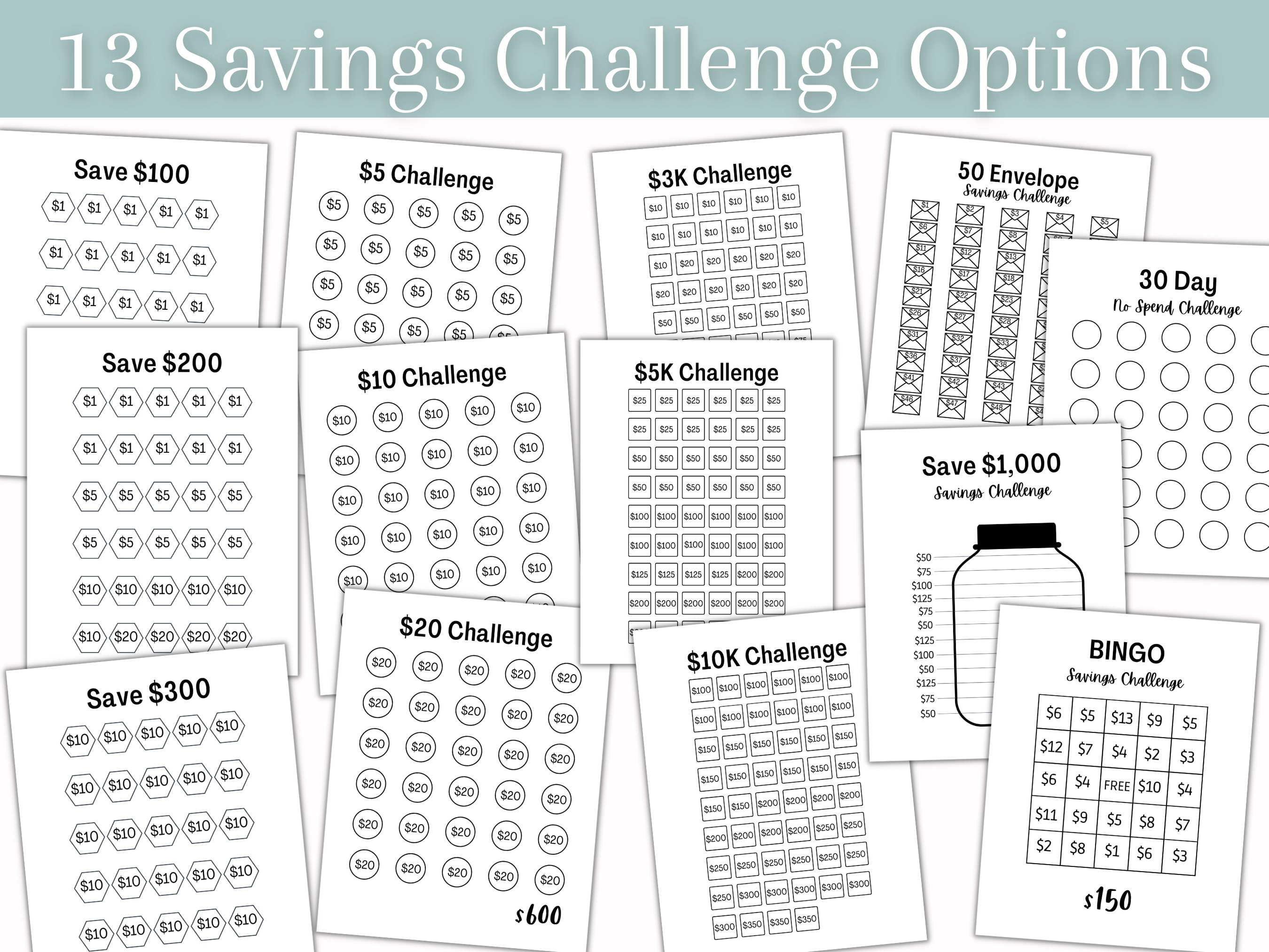 Savings Challenge Book Printable PDF Download Digital Savings Challenge Bundle 12 Month Savings ...