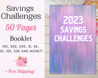 Savings Challenge Book | 2023 Goals Year | Saving Challenges Booklet for Cash Envelopes | Size 6 x 9", 50 pages, soft, glossy paperback