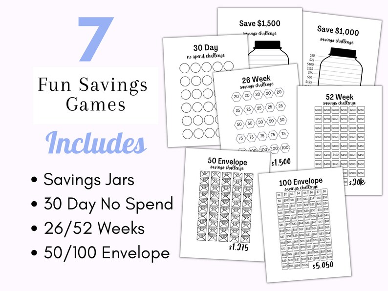 Savings Challenge Book Saving Challenge Printable Savings - Etsy