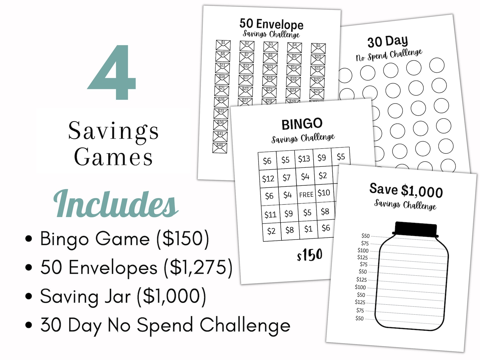 Savings Challenge Book Printable PDF Download Digital Savings Challenge Bundle 12 Month Savings ...