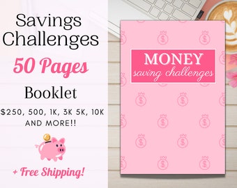 Savings Challenge Book | 2024 Goals Year | Savings Trackers | Savings Challenge Booklet for Cash Envelopes | 250, 500, 1000, 5000, + More!