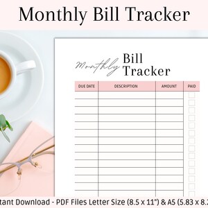Bill Tracker Printable | Expense Tracker Spreadsheet | Bill Organizer | Monthly Bill Tracker | Bill Checklist | Spending Tracker