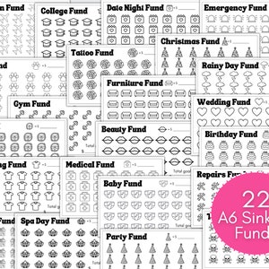 Sinkende Gelder Tracker | A6 Sparbuch | Spar-Tracker | Geldumschlagsystem | Savings Challenge Bundle inspiriert von Dave Ramsey
