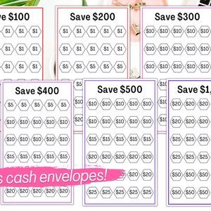 A6 Savings Challenge Bundle: Trackers for Cash Envelopes (PDF Pattern)