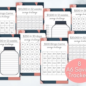 A6 Savings Challenge Bundle: Trackers for Budget Binder & Cash Envelopes (PDF)