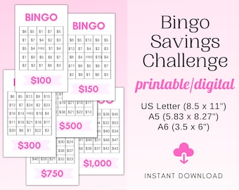 Bingo Savings Challenge | Savings Challenge Bundle | Money Saving Bingo | Savings Challenge Printable | Savings Tracker | Personal Finance