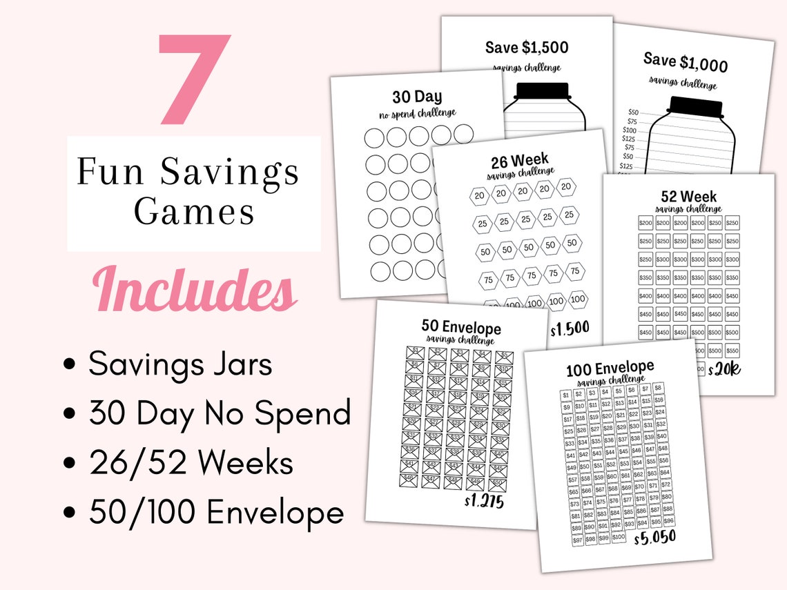 Savings Challenge Book Saving Challenge Printable Savings - Etsy