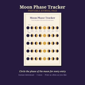 Moon Phase Tracker Printable | Mood & Energy Lunar Journal Pages | Moon Phases Guide | Witchy Planner Insert | Book of Shadows PDF