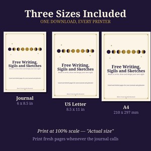 Gratis paket med skrivande, sigill och skisser | Linjerade och prickade dagbokssidor utskrivbara | Häxig Grimoire PDF | Skuggornas bok bild 4
