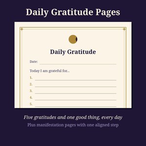 Gratitude and Manifestation Journal Pages | Daily Gratitude Practice Printable | Witchy Moon Journal PDF | Book of Shadows Pages image 3