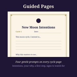 New Moon Intentions Workbook | Printable Moon Journal Pages | Lunar Goal Setting Worksheet | Witchy Planner PDF | Book of Shadows image 3